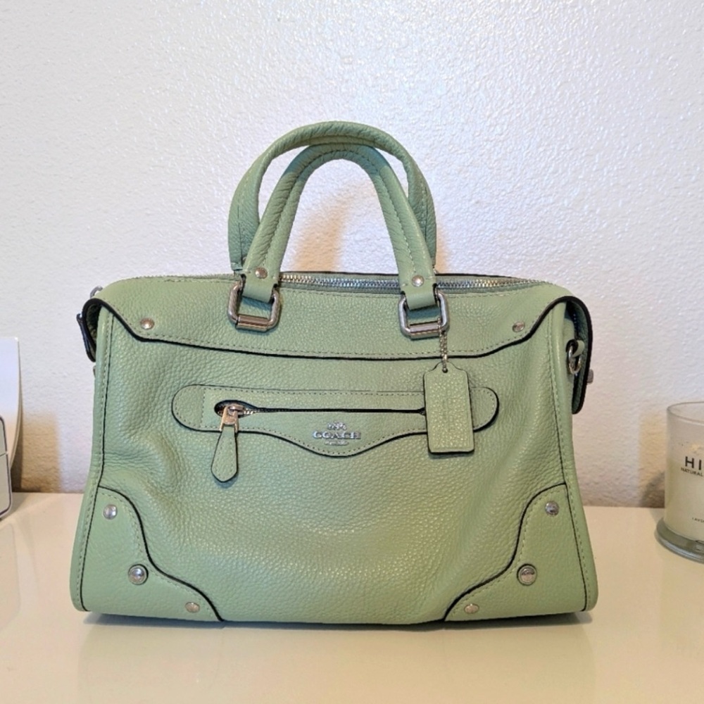 Coach Mint Green Leather Satchel